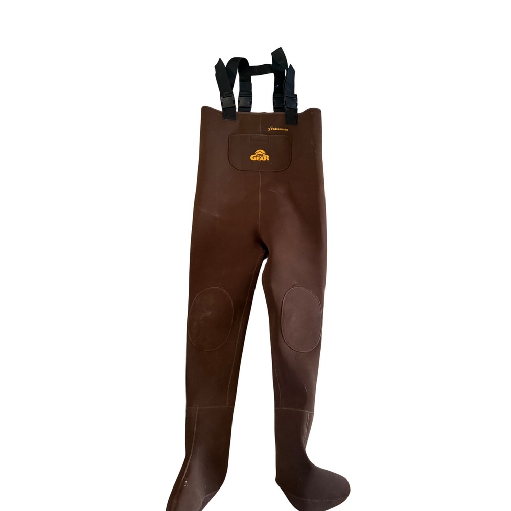 Pro Gear FishAmerica Mens Brown Neoprene Stockingfoot Chest Waders Size M